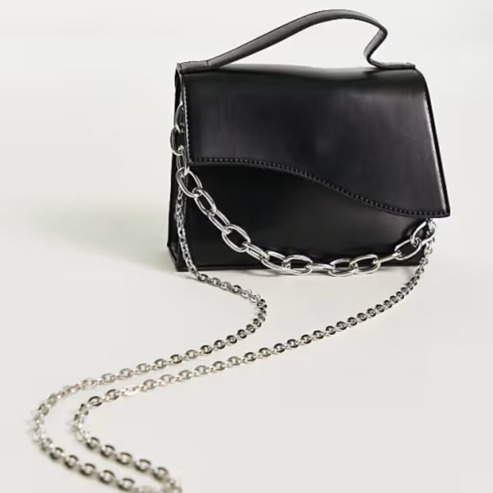 French Connection Structured Top Handle Bag with Chain
